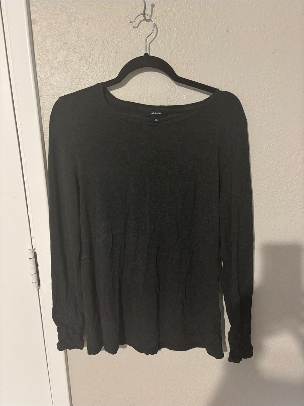 Alfani Black Long-Sleeve Crew Neck Tee